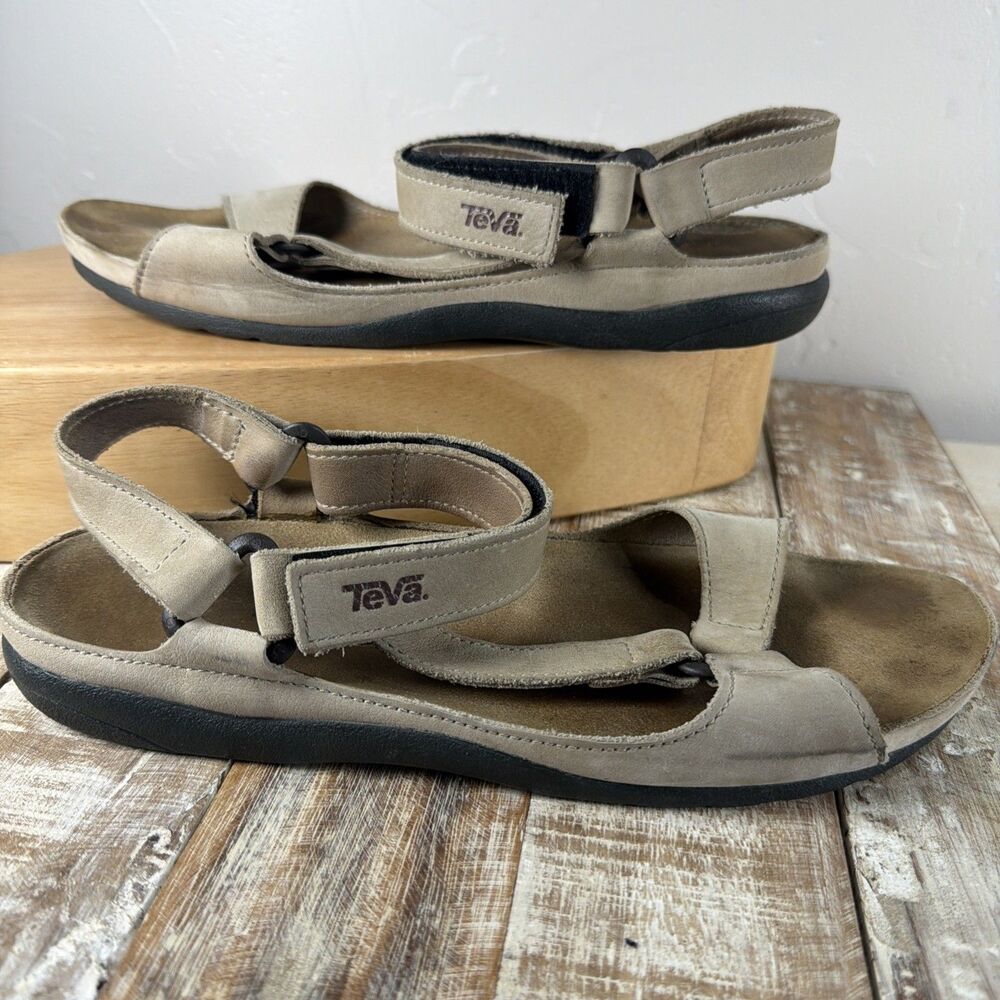 Teva Taupe Suede Leather Comfort Strappy Sandals Women’s Size 10